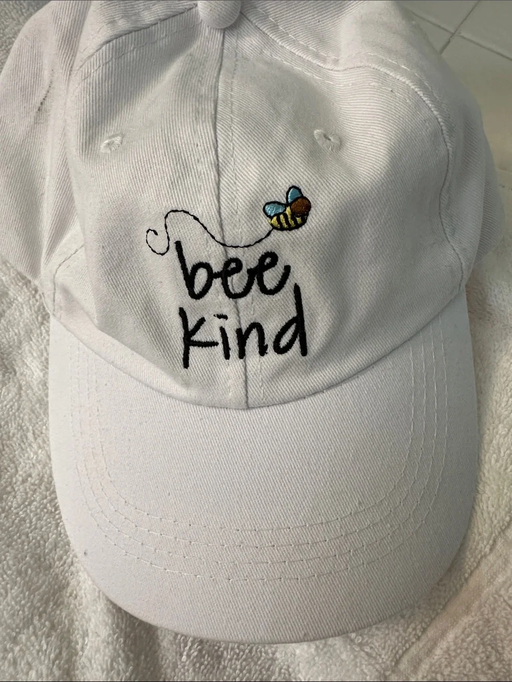 Bee Kind White Kids Baseball Cap